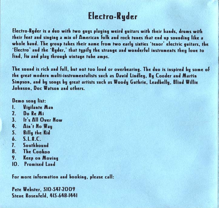 Electro-Ryder Cover panel 2